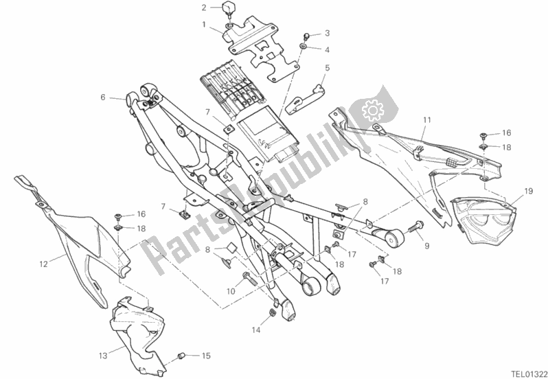 All parts for the Rear Frame Comp. Of the Ducati Superbike Panigale V2 Thailand 955 2020